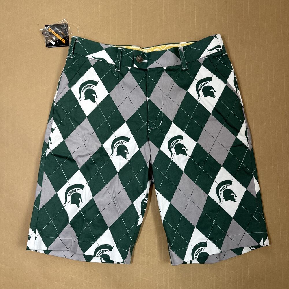 Men’s Michigan State Spartans Golf Shorts “Spartan Logo” Size 30 NEW